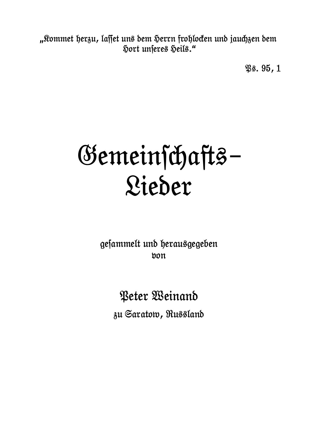 Gemeinschafts-Liederbuch Fraktur